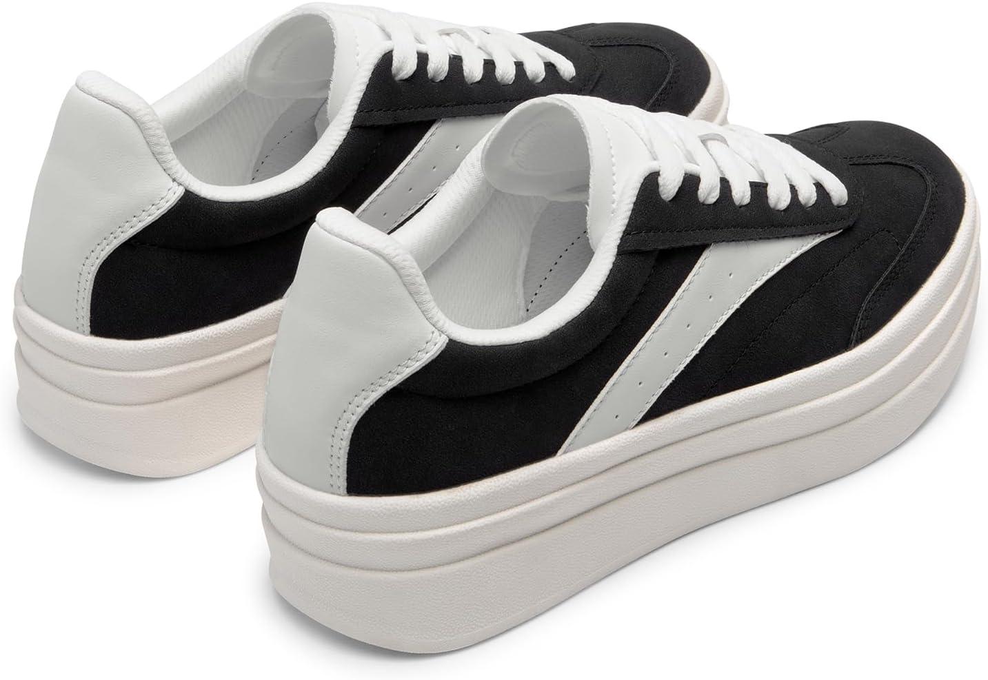 imageDREAM PAIRS Womens Platform Sneakers Walking Val Tennis LaceUp Comfortable Casual Fashion Sneakers ShoesBlackWhite