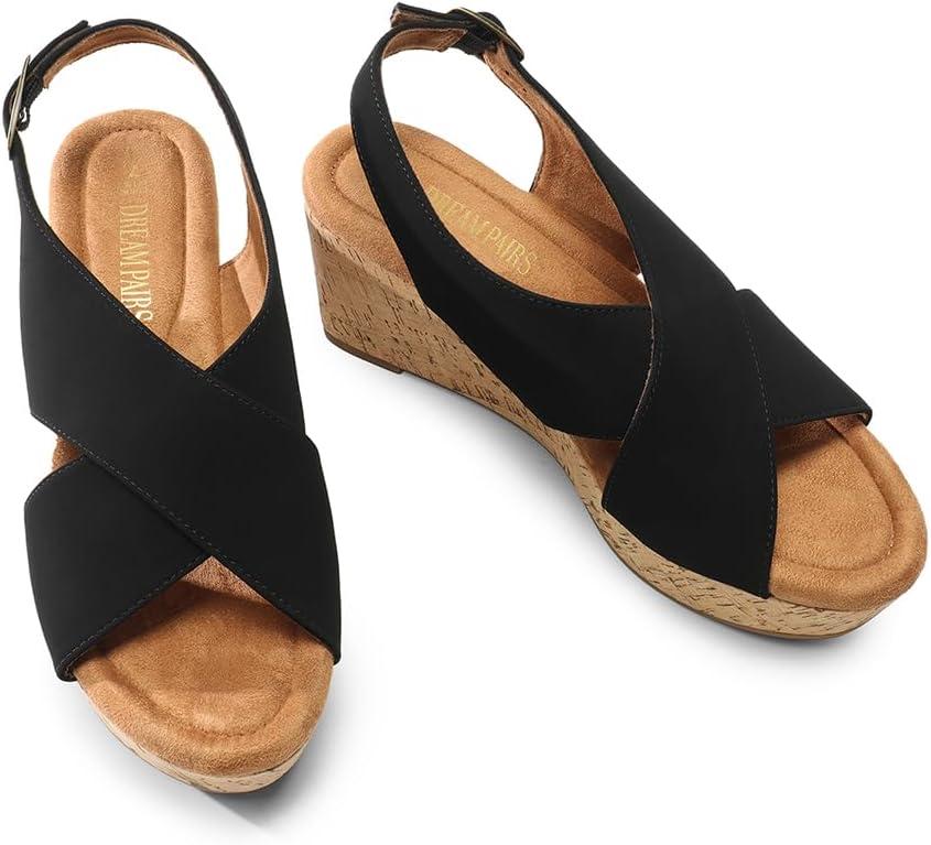 imageDREAM PAIRS Womens Platform Wedge Heel Sandals Comfortable Ankle Strap Sandals for Women Casual Dressy SummerSize 10BlackNubuckSDPW2411W