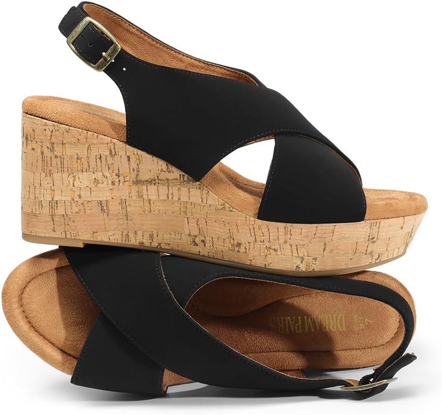 imageDREAM PAIRS Womens Platform Wedge Heel Sandals Comfortable Ankle Strap Sandals for Women Casual Dressy SummerSize 10BlackNubuckSDPW2411W