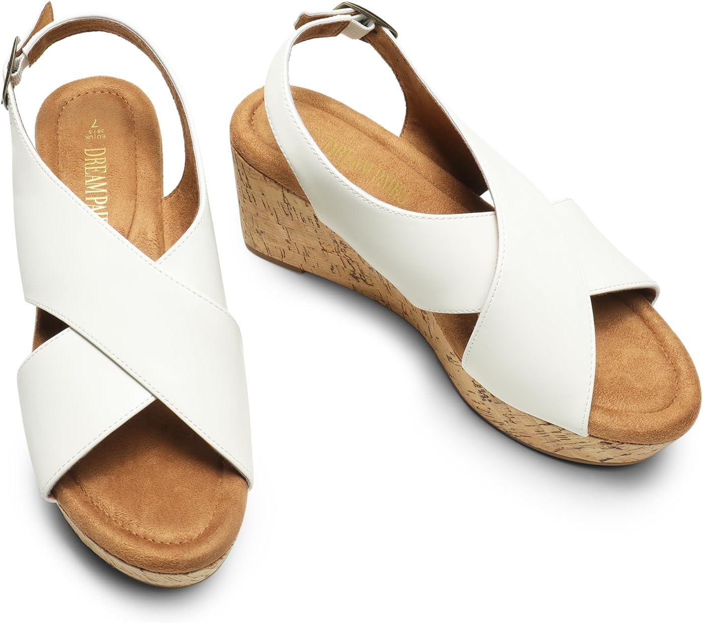 imageDREAM PAIRS Womens Platform Wedge Heel Sandals Comfortable Ankle Strap Sandals for Women Casual Dressy SummerSize 8WhitePuSDPW2411W