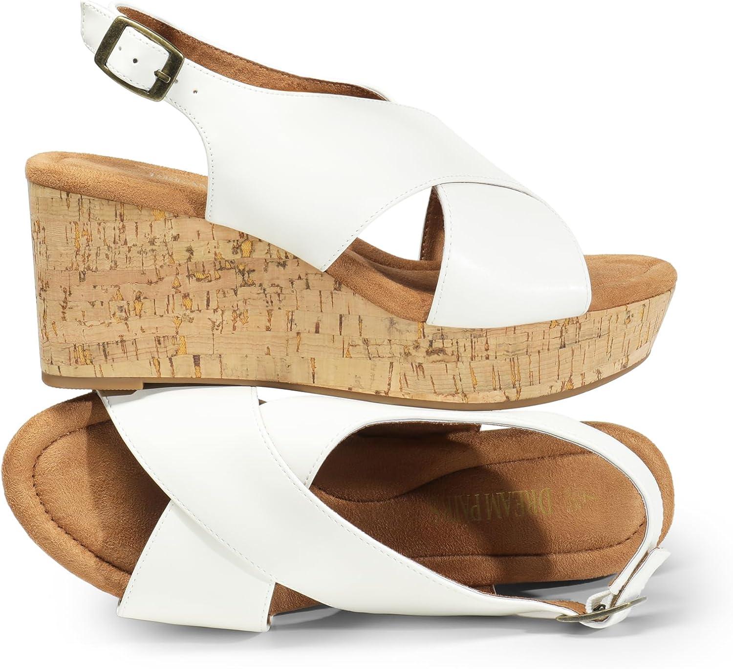 imageDREAM PAIRS Womens Platform Wedge Heel Sandals Comfortable Ankle Strap Sandals for Women Casual Dressy SummerSize 8WhitePuSDPW2411W