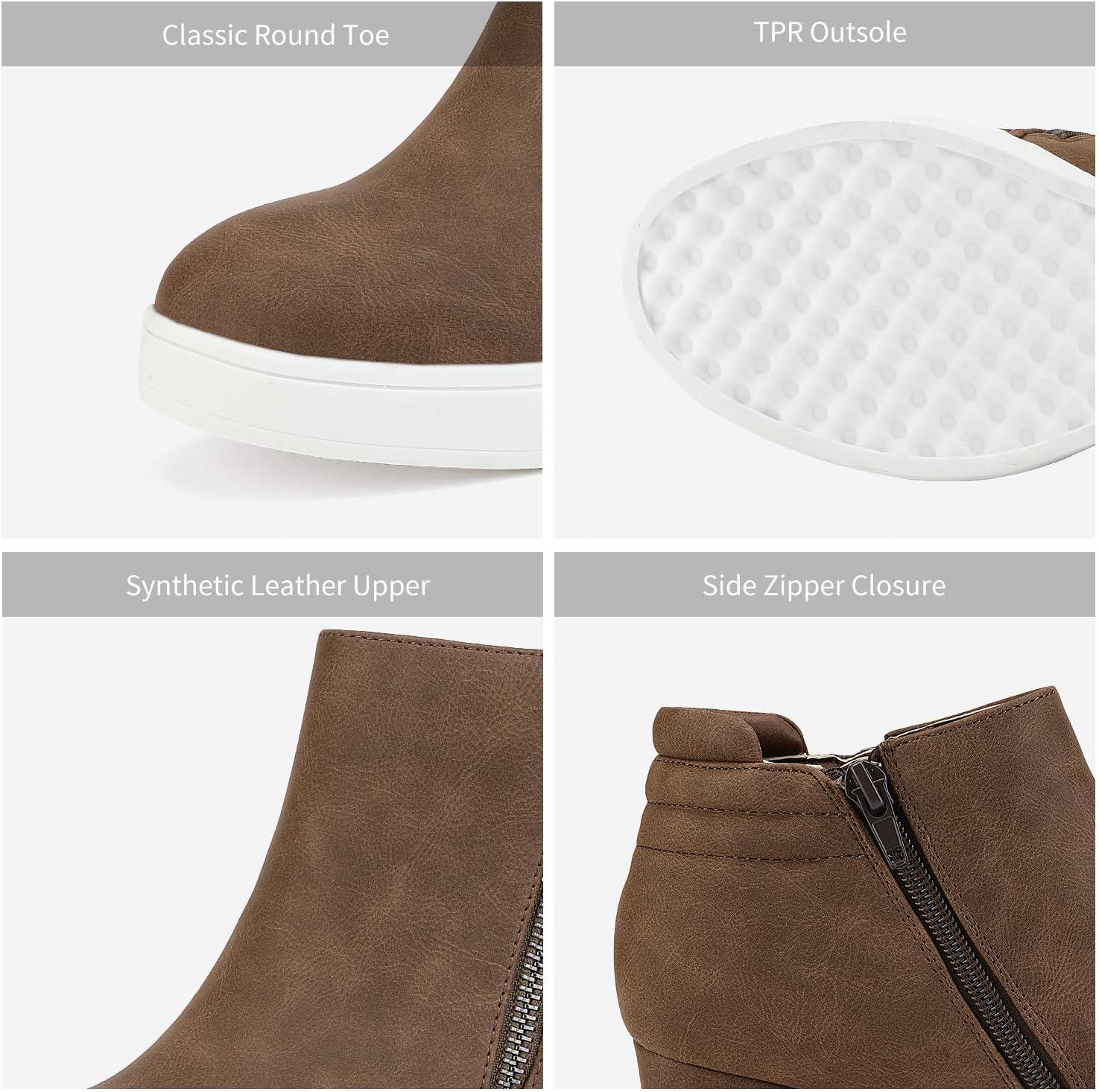 imageDREAM PAIRS Womens Platform Wedge Sneakers Ankle BootiesBrown