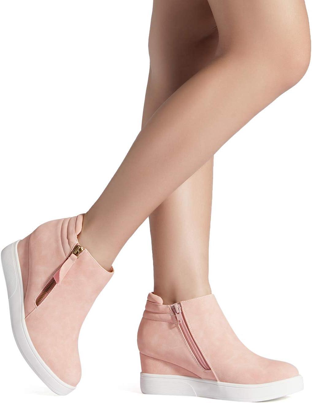 imageDREAM PAIRS Womens Platform Wedge Sneakers Ankle BootiesPink