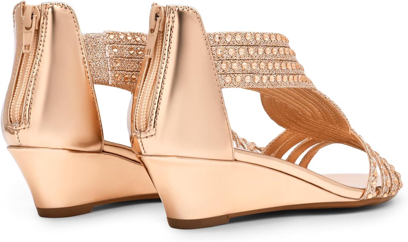 imageDREAM PAIRS Womens Platform Wedges Sandals Comfortable Open Toe Espadrilles Sandals Dressy Buckle Ankle Strap Summer ShoesChampagnepat