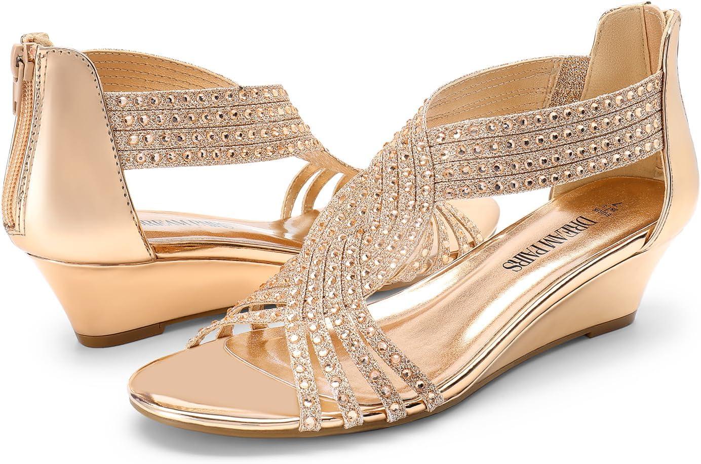 imageDREAM PAIRS Womens Platform Wedges Sandals Comfortable Open Toe Espadrilles Sandals Dressy Buckle Ankle Strap Summer ShoesChampagnepat