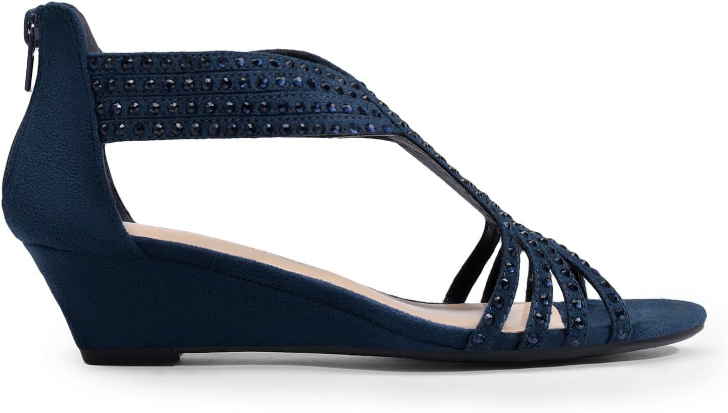 imageDREAM PAIRS Womens Platform Wedges Sandals Comfortable Open Toe Espadrilles Sandals Dressy Buckle Ankle Strap Summer ShoesNavysuede