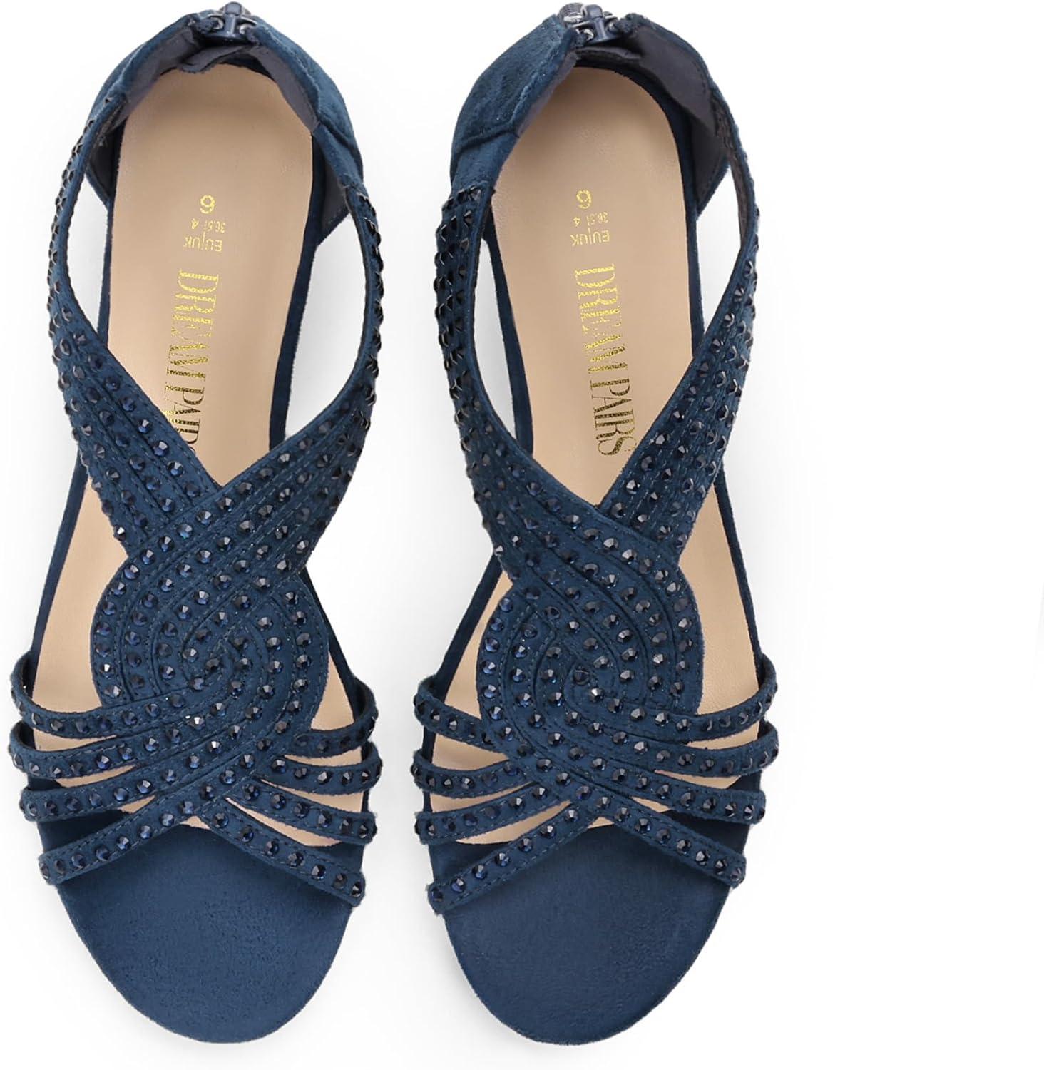 imageDREAM PAIRS Womens Platform Wedges Sandals Comfortable Open Toe Espadrilles Sandals Dressy Buckle Ankle Strap Summer ShoesNavysuede