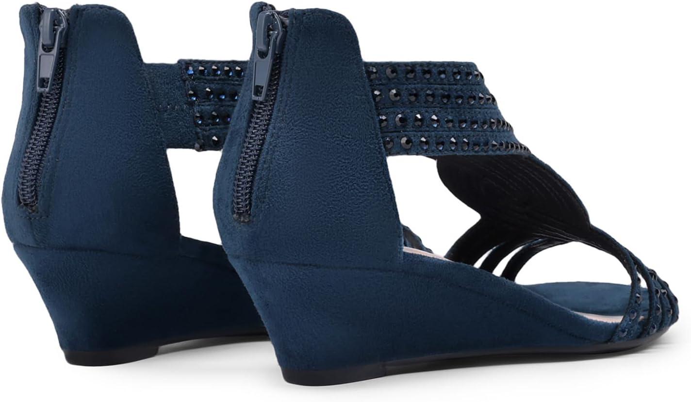 imageDREAM PAIRS Womens Platform Wedges Sandals Comfortable Open Toe Espadrilles Sandals Dressy Buckle Ankle Strap Summer ShoesNavysuede