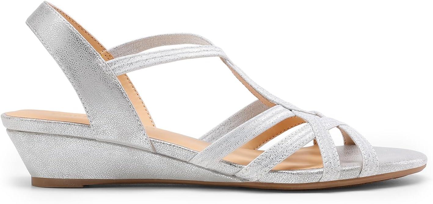 imageDREAM PAIRS Womens Platform Wedges Sandals Comfortable Open Toe Espadrilles Sandals Dressy Buckle Ankle Strap Summer ShoesSilver