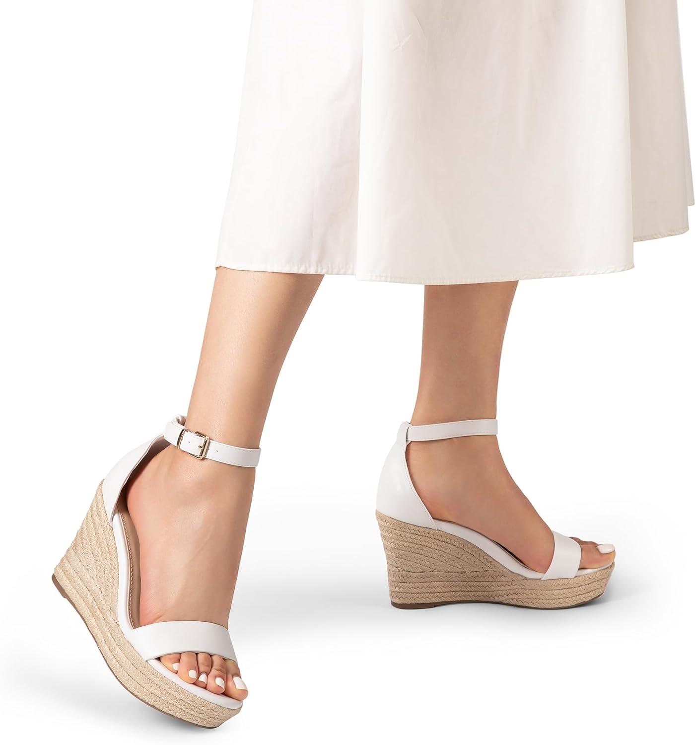 imageDREAM PAIRS Womens Platform Wedges Sandals Comfortable Open Toe Espadrilles Sandals Dressy Buckle Ankle Strap Summer ShoesWhitepu
