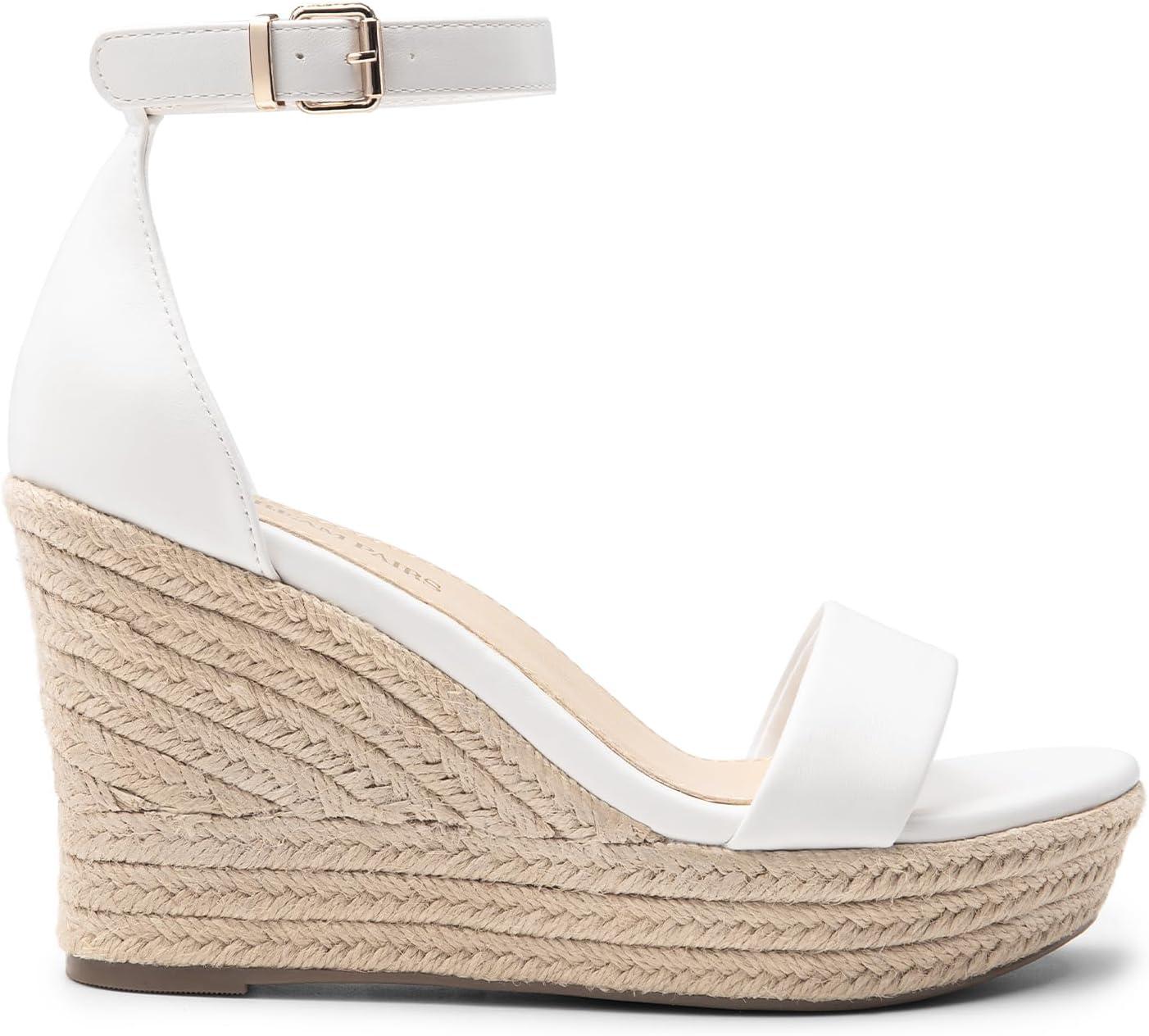 imageDREAM PAIRS Womens Platform Wedges Sandals Comfortable Open Toe Espadrilles Sandals Dressy Buckle Ankle Strap Summer ShoesWhitepu