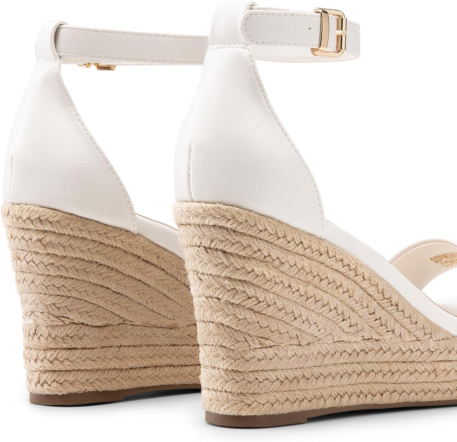 imageDREAM PAIRS Womens Platform Wedges Sandals Comfortable Open Toe Espadrilles Sandals Dressy Buckle Ankle Strap Summer ShoesWhitepu