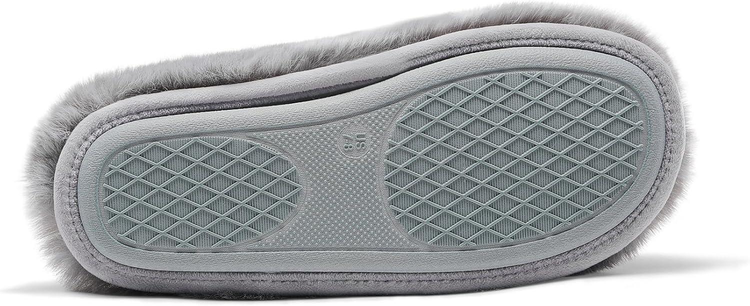 imageDREAM PAIRS Womens Plush Fuzzy Slip on Indoor Outdoor Winter House SlippersDark Grey