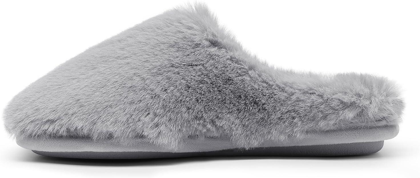 imageDREAM PAIRS Womens Plush Fuzzy Slip on Indoor Outdoor Winter House SlippersDark Grey
