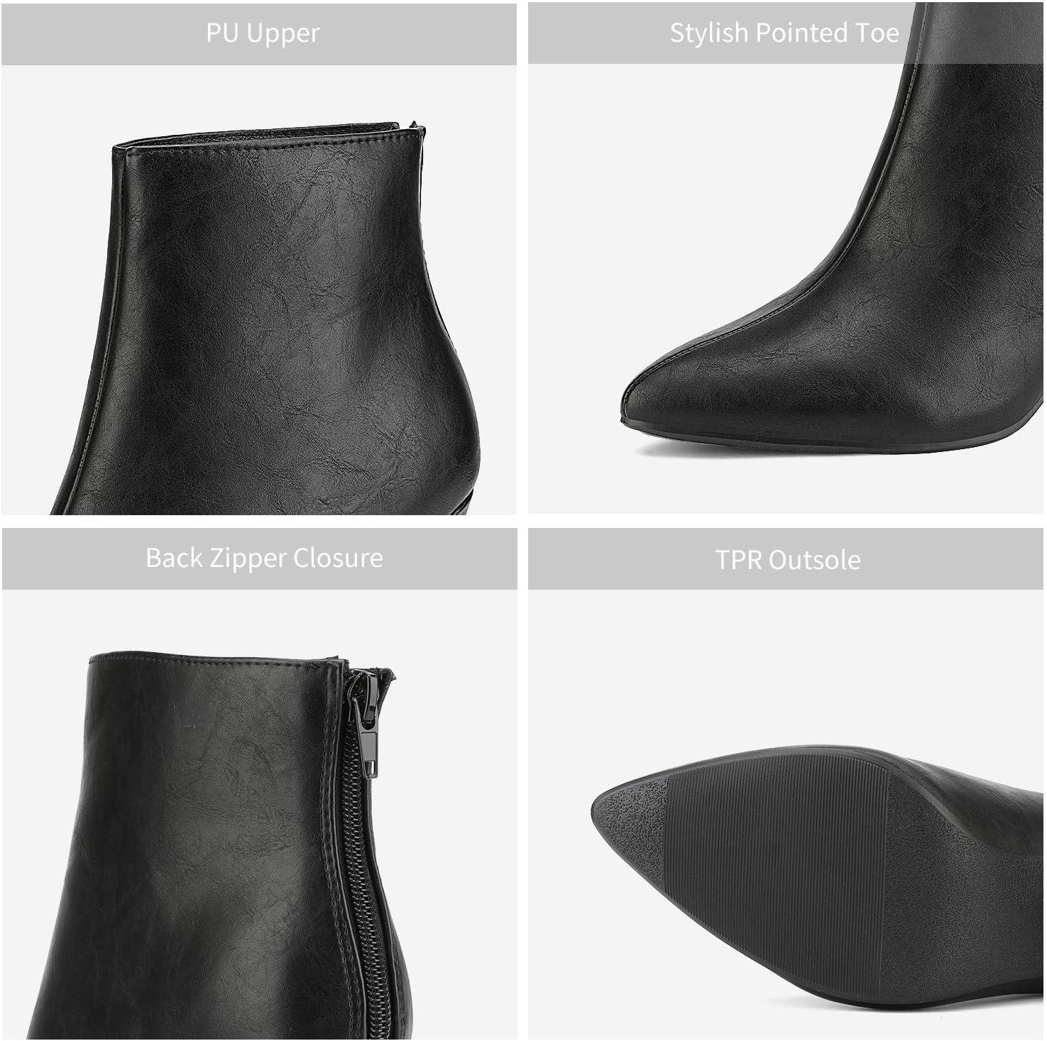 imageDREAM PAIRS Womens Pointed Toe Ankle Boots High Heel Booties Fashion Zipper Dress BootsBlackPu