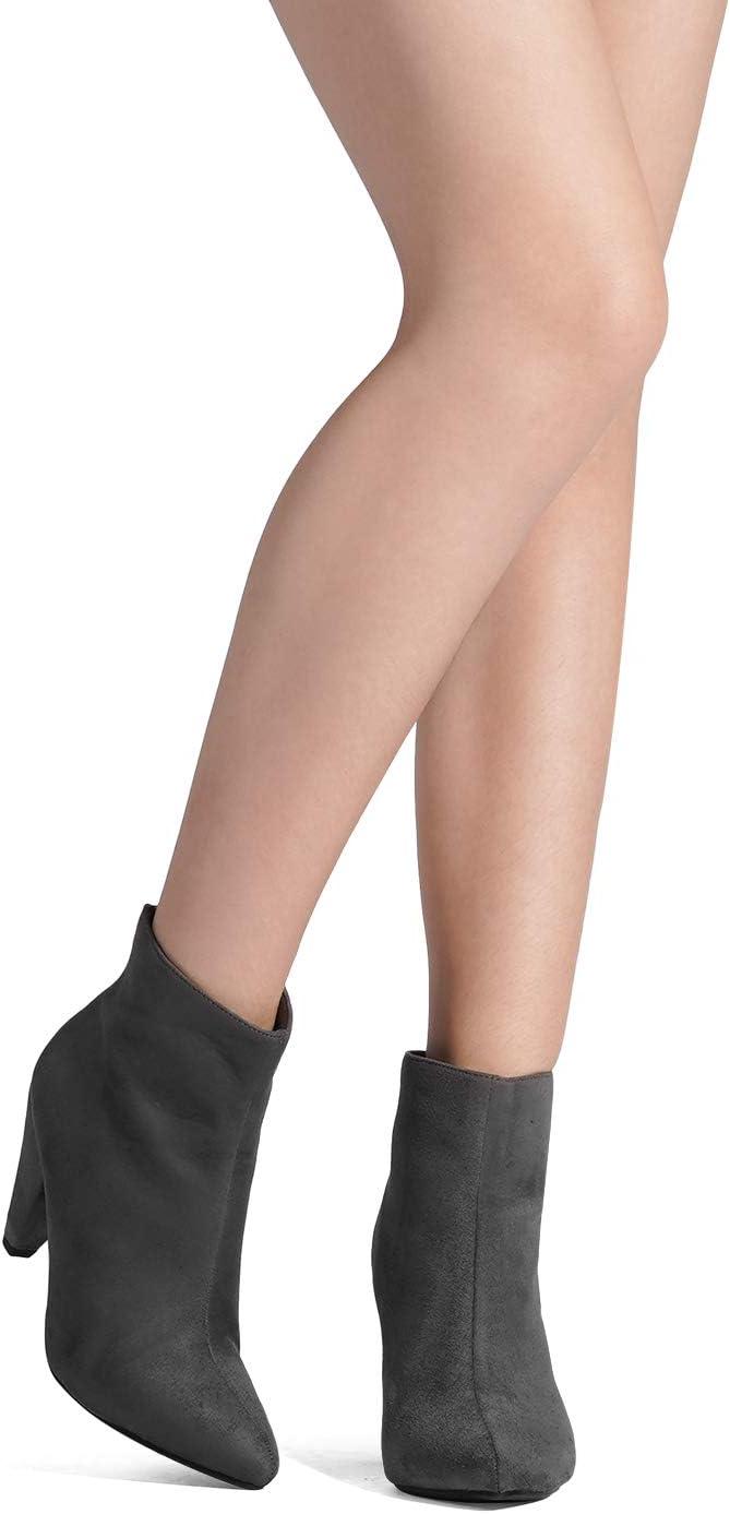 imageDREAM PAIRS Womens Pointed Toe Ankle Boots High Heel Booties Fashion Zipper Dress BootsLightGreySuede