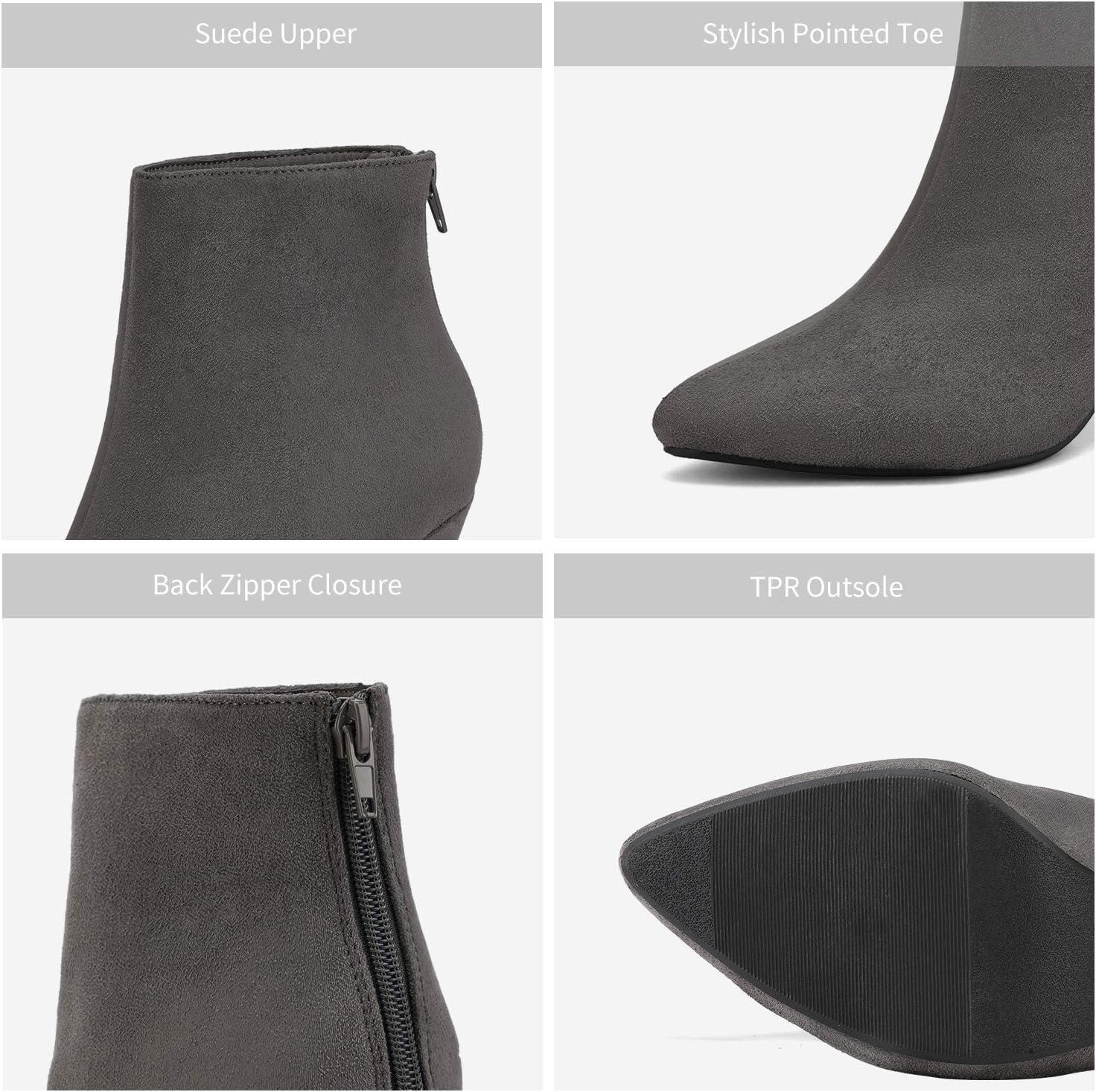 imageDREAM PAIRS Womens Pointed Toe Ankle Boots High Heel Booties Fashion Zipper Dress BootsLightGreySuede