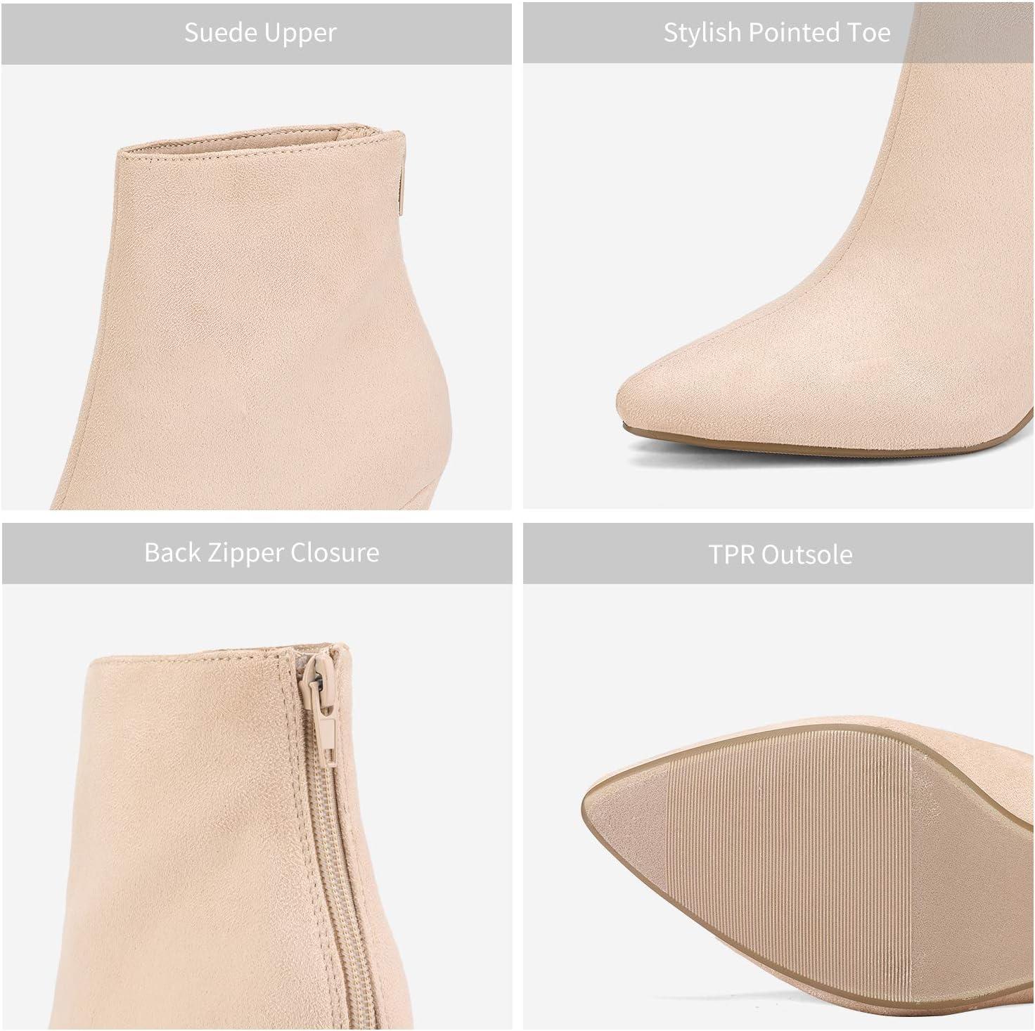 imageDREAM PAIRS Womens Pointed Toe Ankle Boots High Heel Booties Fashion Zipper Dress BootsNudeSuede