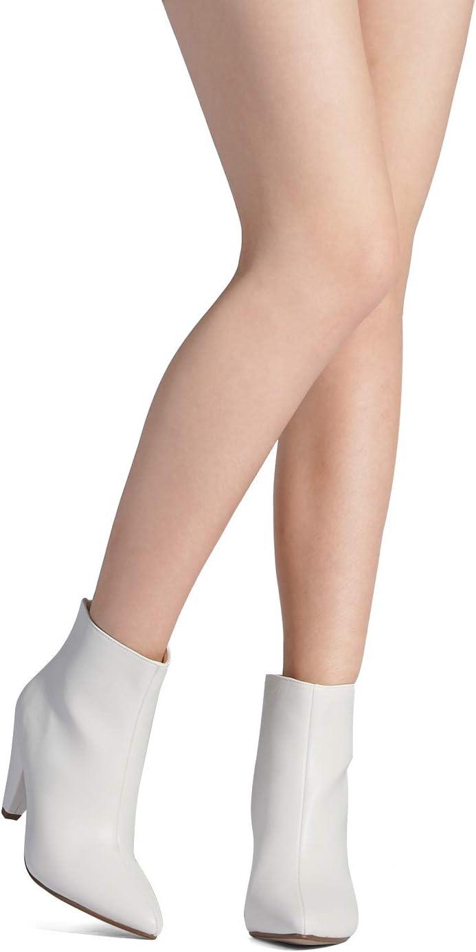 imageDREAM PAIRS Womens Pointed Toe Ankle Boots High Heel Booties Fashion Zipper Dress BootsWhitePu