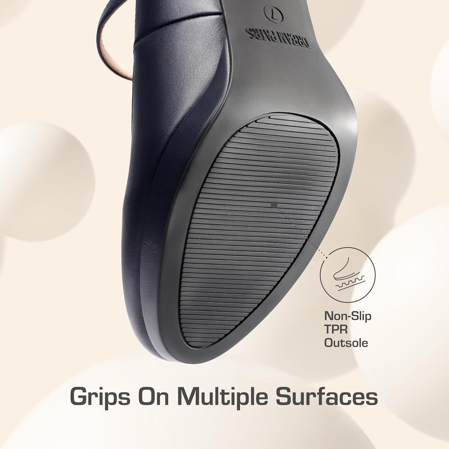 imageDREAM PAIRS Womens Pumps Close Toe Classic High Heels Round Toe Comfortable Low Platform Mary Jane Dress ShoesNavy