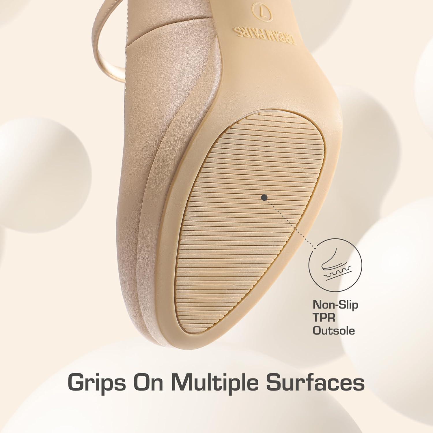 imageDREAM PAIRS Womens Pumps Close Toe Classic High Heels Round Toe Comfortable Low Platform Mary Jane Dress ShoesNude