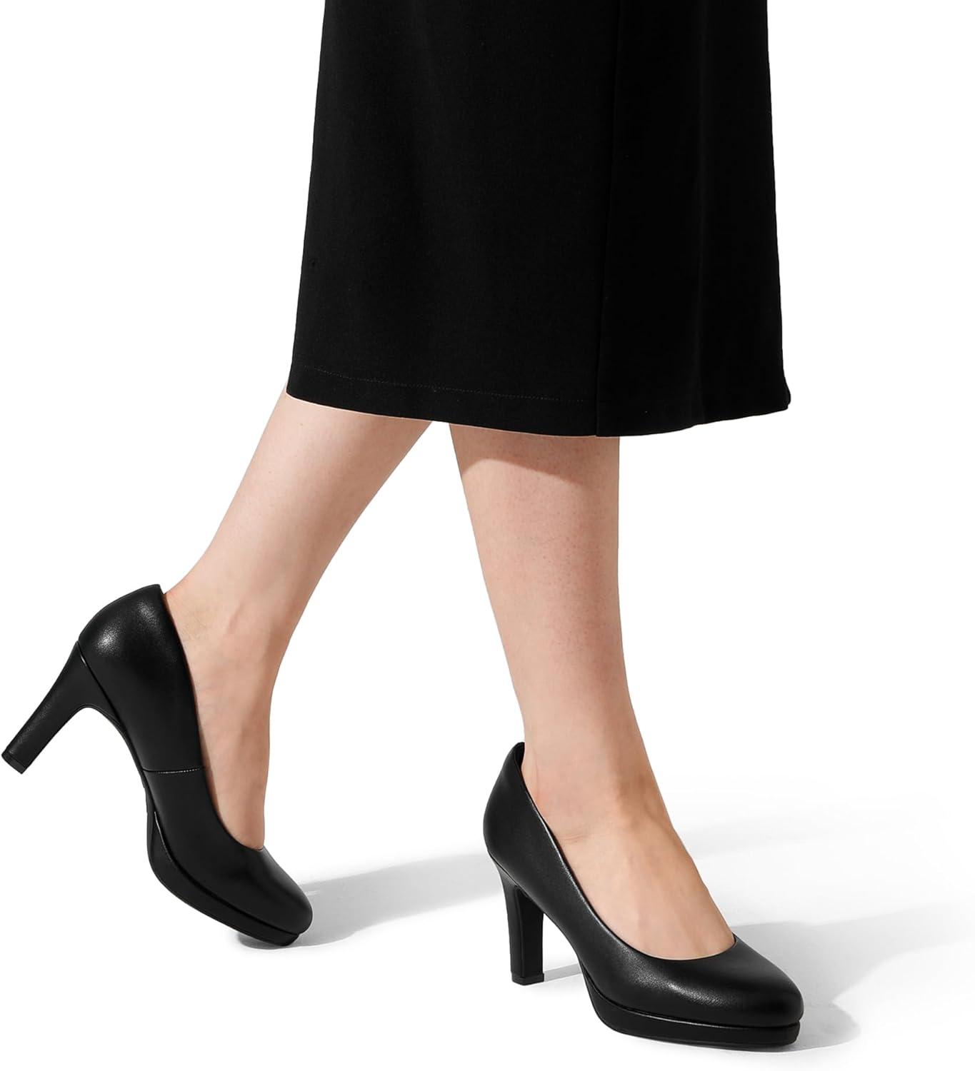 imageDREAM PAIRS Womens Pumps Close Toe Low Heels Platform Heels Comfortable Office Work Dress Shoes for WomenBlackpu