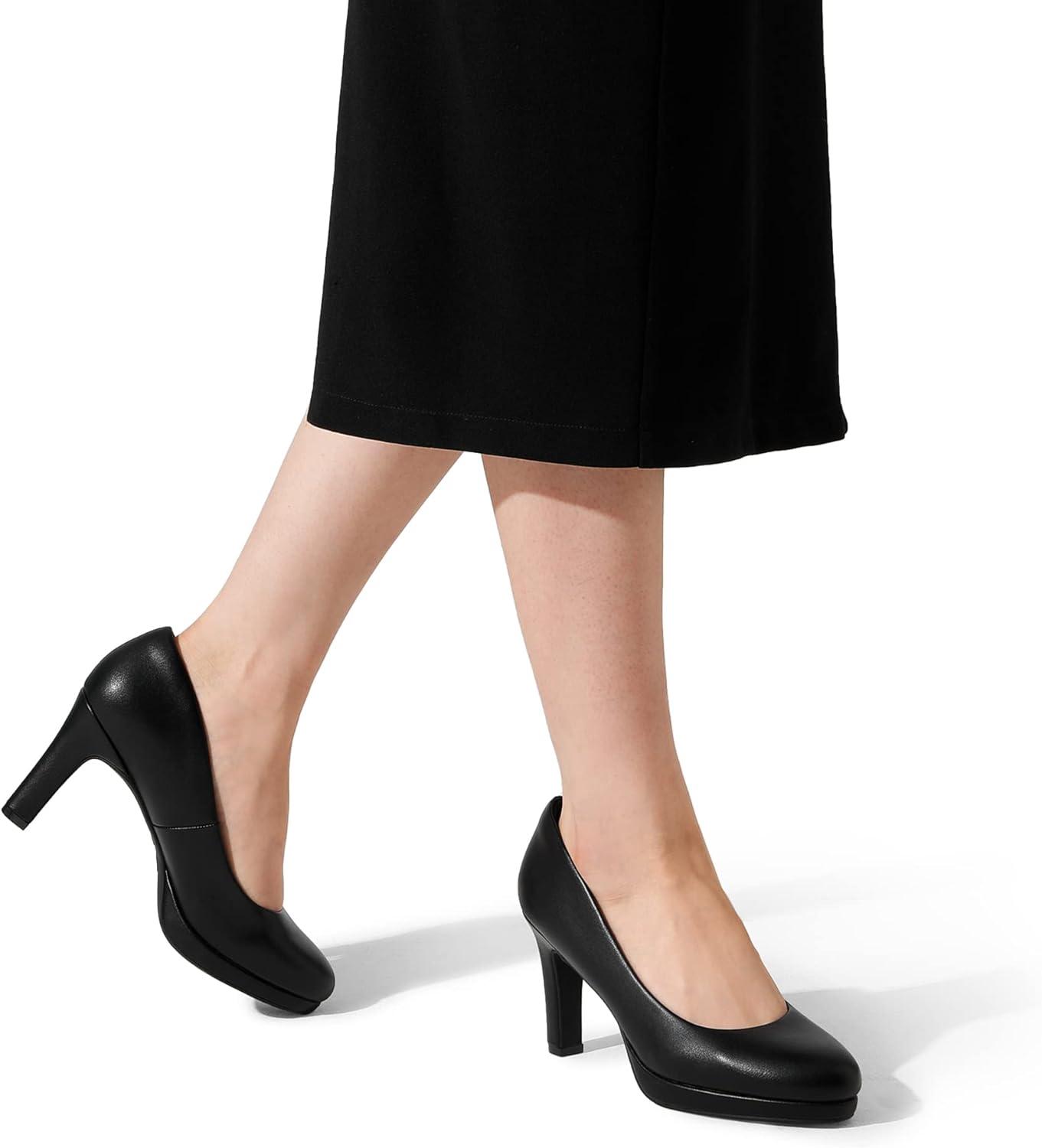 imageDREAM PAIRS Womens Pumps Close Toe Low Heels Platform Heels Comfortable Office Work Dress Shoes for WomenBlackpu