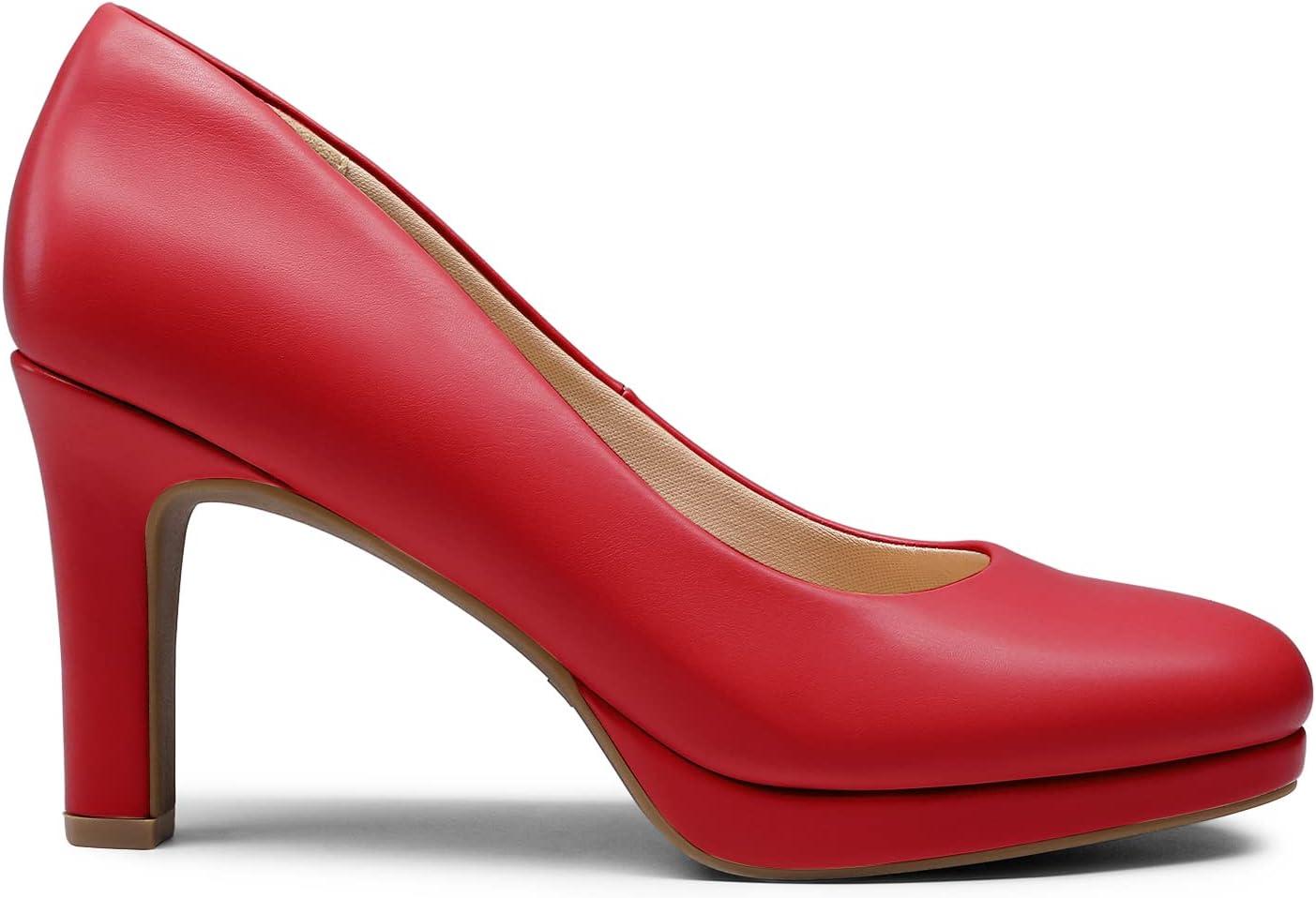 imageDREAM PAIRS Womens Pumps Close Toe Low Heels Platform Heels Comfortable Office Work Dress Shoes for WomenRedpu