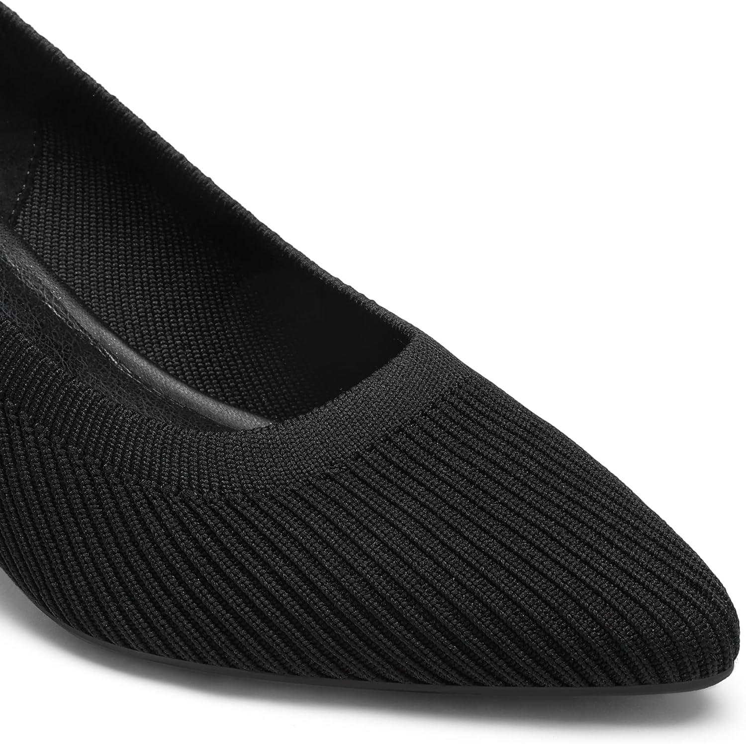 imageDREAM PAIRS Womens Pumps Closed Toe Pointed Toe Kitten Heels for Women Party Dance Wedding Dress Shoes for WomenBlackknit