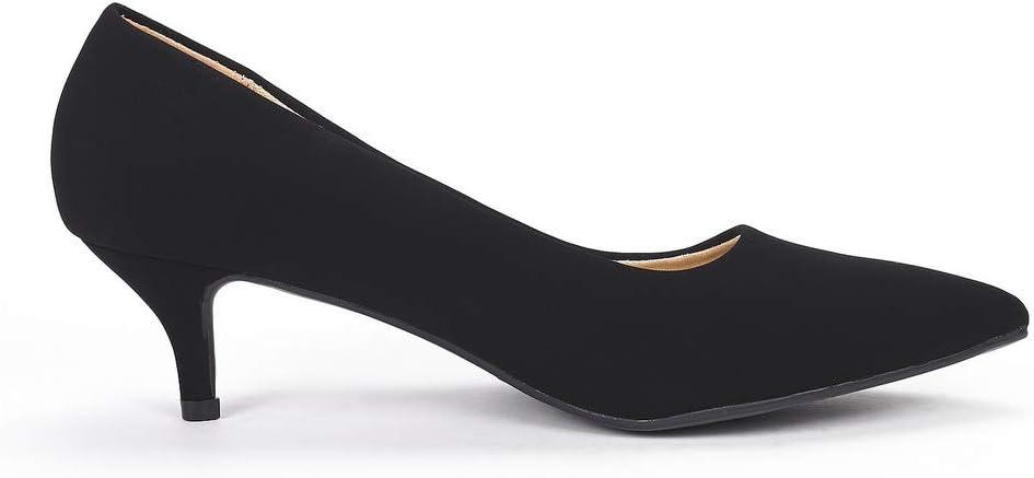 imageDREAM PAIRS Womens Pumps Kitten Heel Pointed Toe Shoes for Women Comfortable Office Work Dress ShoesBlackNubuck