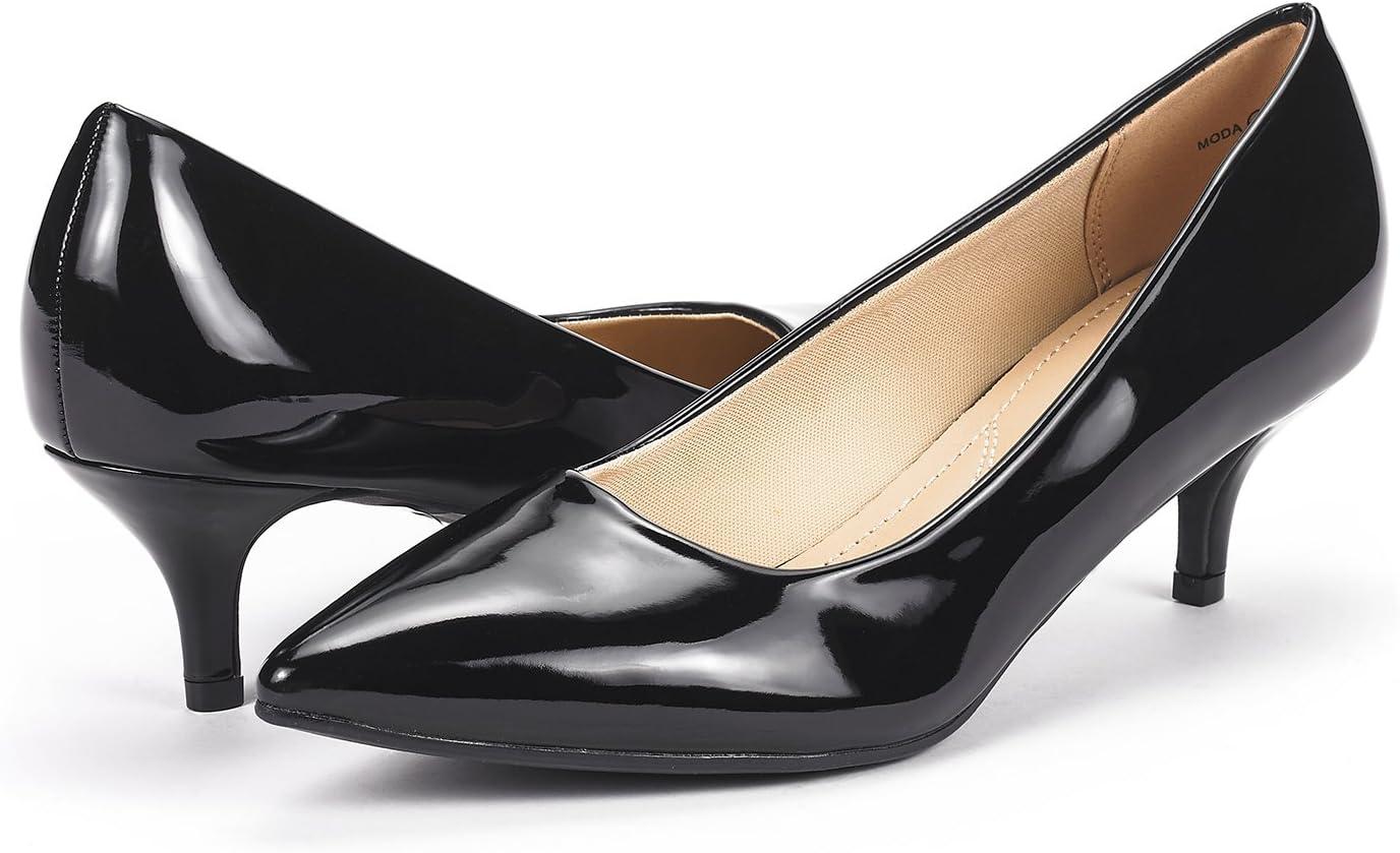 imageDREAM PAIRS Womens Pumps Kitten Heel Pointed Toe Shoes for Women Comfortable Office Work Dress ShoesBlackPat