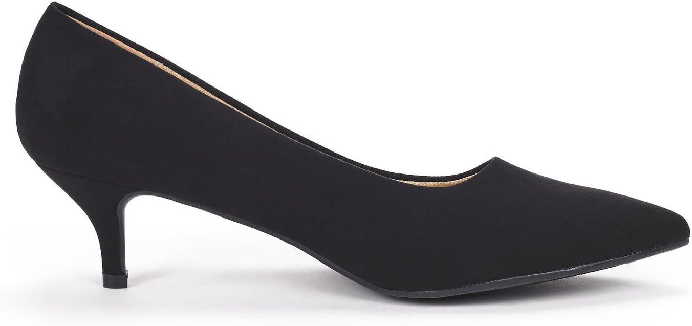 imageDREAM PAIRS Womens Pumps Kitten Heel Pointed Toe Shoes for Women Comfortable Office Work Dress ShoesBlackSuede