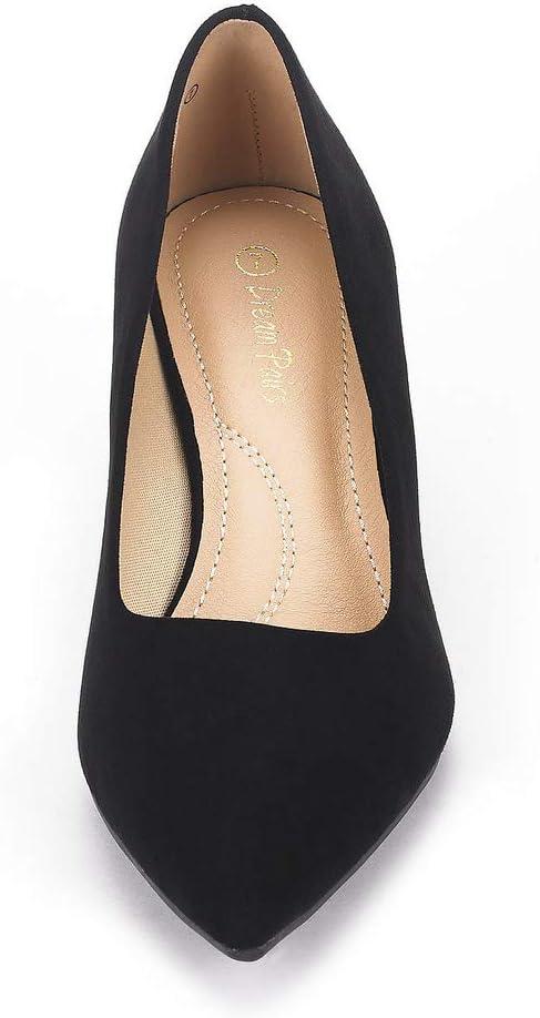 imageDREAM PAIRS Womens Pumps Kitten Heel Pointed Toe Shoes for Women Comfortable Office Work Dress ShoesBlackSuede