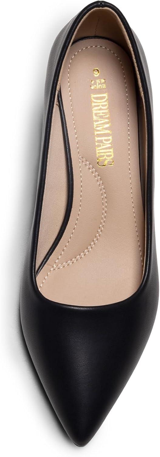 imageDREAM PAIRS Womens Pumps Kitten Heel Pointed Toe Shoes for Women Comfortable Office Work Dress ShoesBlackpu