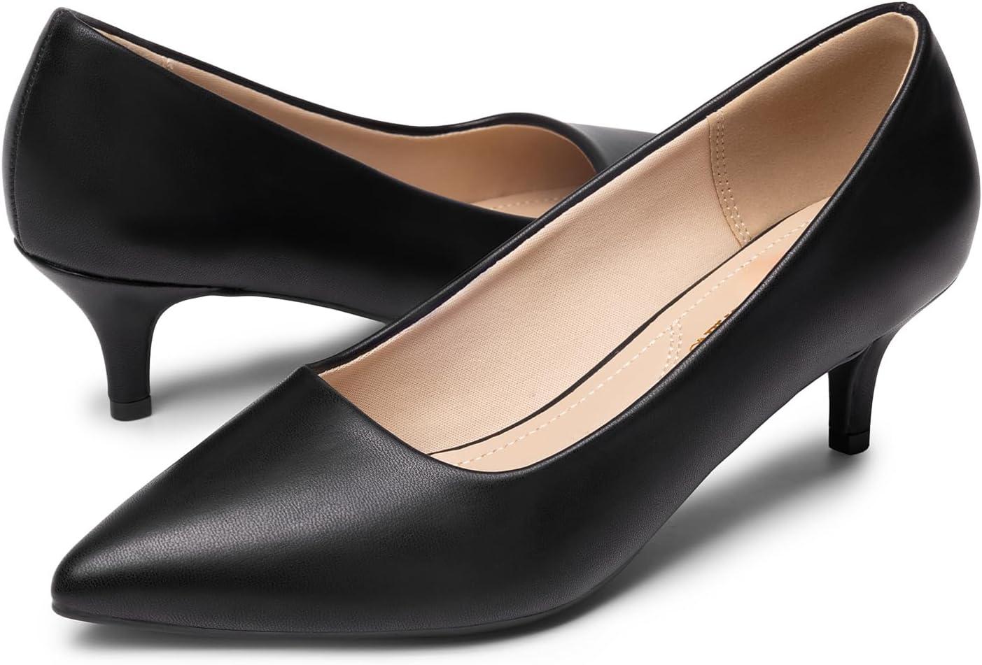 imageDREAM PAIRS Womens Pumps Kitten Heel Pointed Toe Shoes for Women Comfortable Office Work Dress ShoesBlackpu