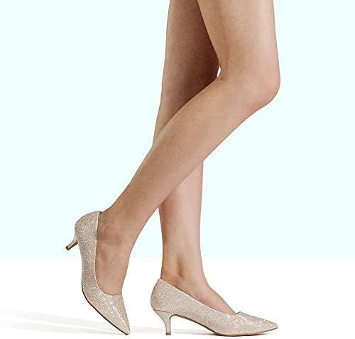 imageDREAM PAIRS Womens Pumps Kitten Heel Pointed Toe Shoes for Women Comfortable Office Work Dress ShoesGoldGlitter
