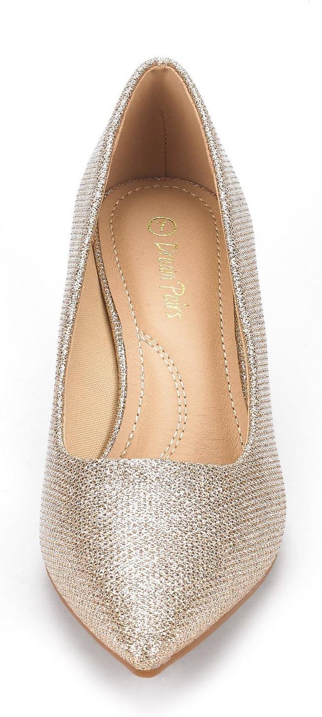 imageDREAM PAIRS Womens Pumps Kitten Heel Pointed Toe Shoes for Women Comfortable Office Work Dress ShoesGoldGlitter