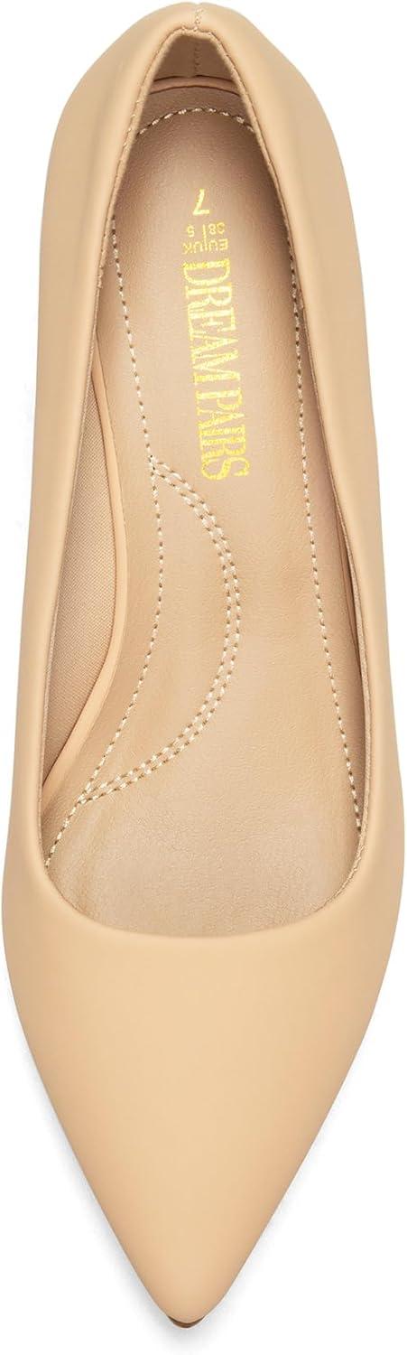 imageDREAM PAIRS Womens Pumps Kitten Heel Pointed Toe Shoes for Women Comfortable Office Work Dress ShoesNudeNubuck