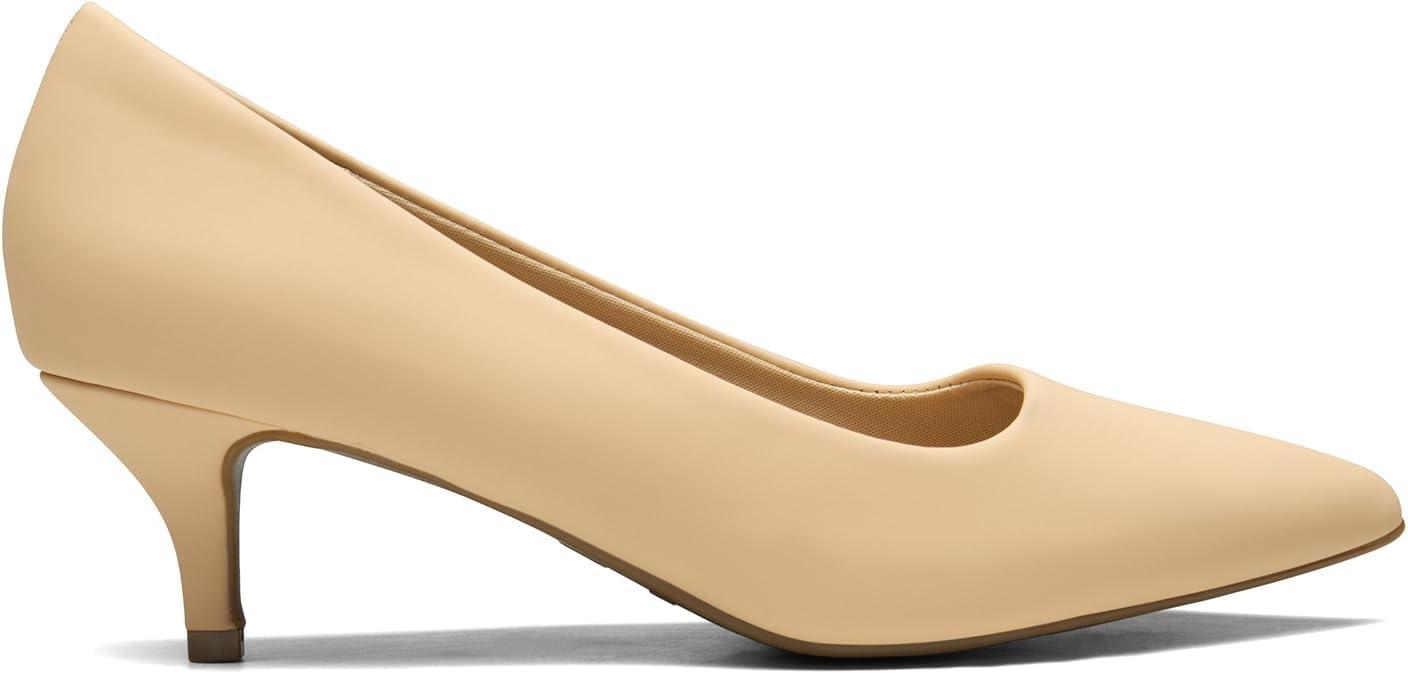 imageDREAM PAIRS Womens Pumps Kitten Heel Pointed Toe Shoes for Women Comfortable Office Work Dress ShoesNudeNubuck