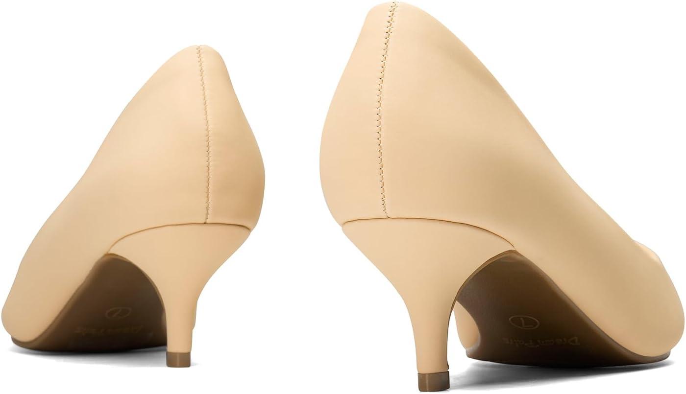 imageDREAM PAIRS Womens Pumps Kitten Heel Pointed Toe Shoes for Women Comfortable Office Work Dress ShoesNudeNubuck