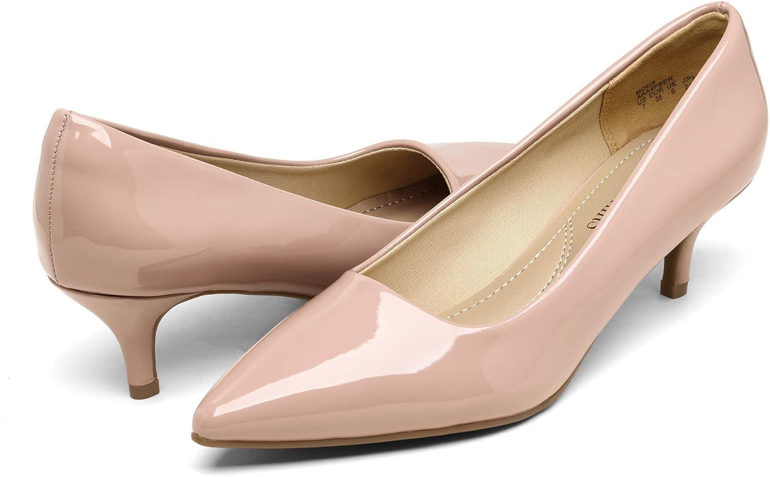 imageDREAM PAIRS Womens Pumps Kitten Heel Pointed Toe Shoes for Women Comfortable Office Work Dress ShoesPinkPat