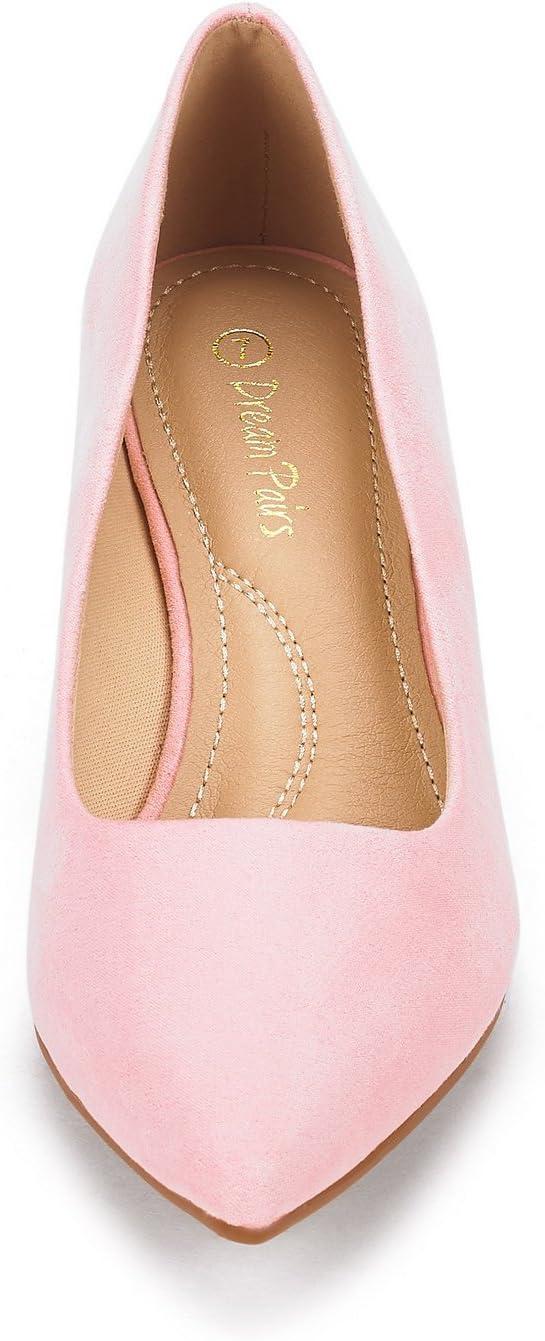imageDREAM PAIRS Womens Pumps Kitten Heel Pointed Toe Shoes for Women Comfortable Office Work Dress ShoesPinkSuede