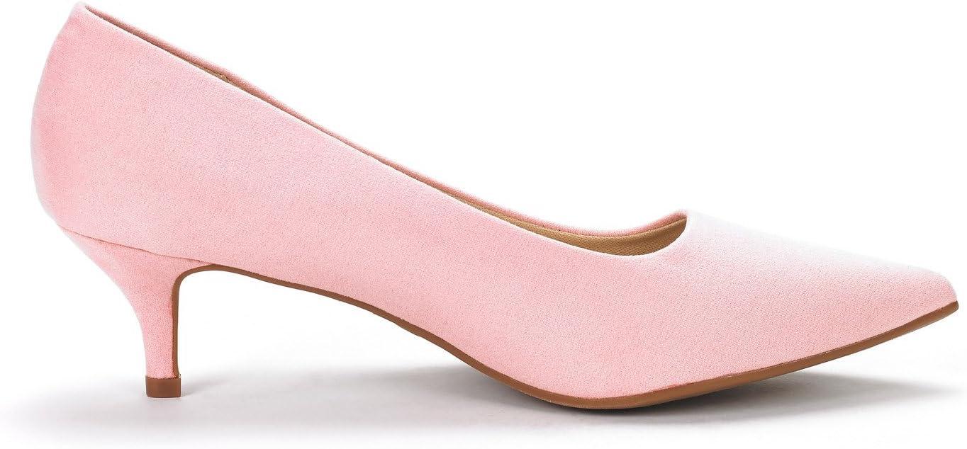 imageDREAM PAIRS Womens Pumps Kitten Heel Pointed Toe Shoes for Women Comfortable Office Work Dress ShoesPinkSuede