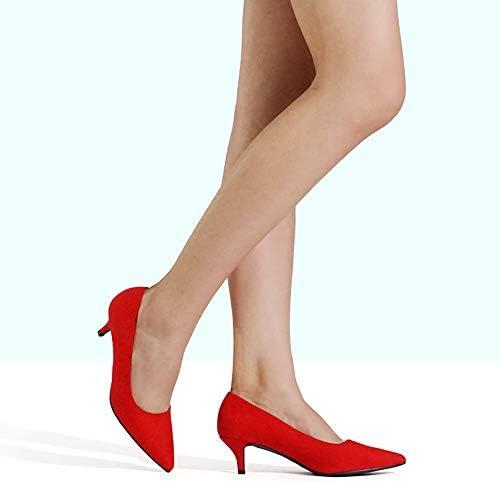 imageDREAM PAIRS Womens Pumps Kitten Heel Pointed Toe Shoes for Women Comfortable Office Work Dress ShoesRedSuede
