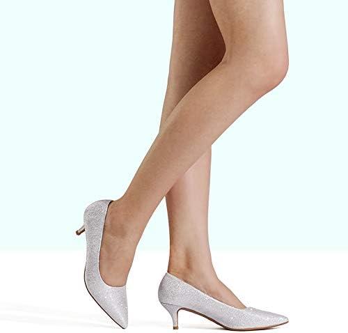 imageDREAM PAIRS Womens Pumps Kitten Heel Pointed Toe Shoes for Women Comfortable Office Work Dress ShoesSilverGlitter