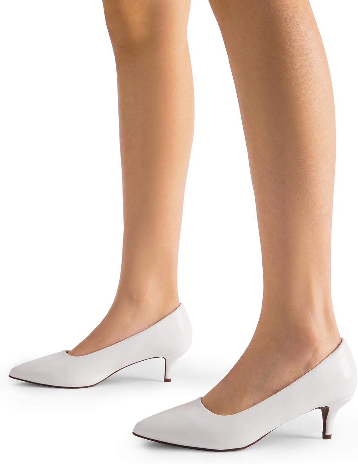 imageDREAM PAIRS Womens Pumps Kitten Heel Pointed Toe Shoes for Women Comfortable Office Work Dress ShoesWhitepu