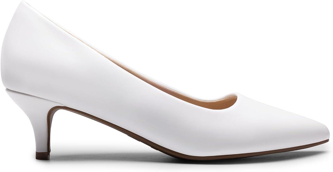 imageDREAM PAIRS Womens Pumps Kitten Heel Pointed Toe Shoes for Women Comfortable Office Work Dress ShoesWhitepu