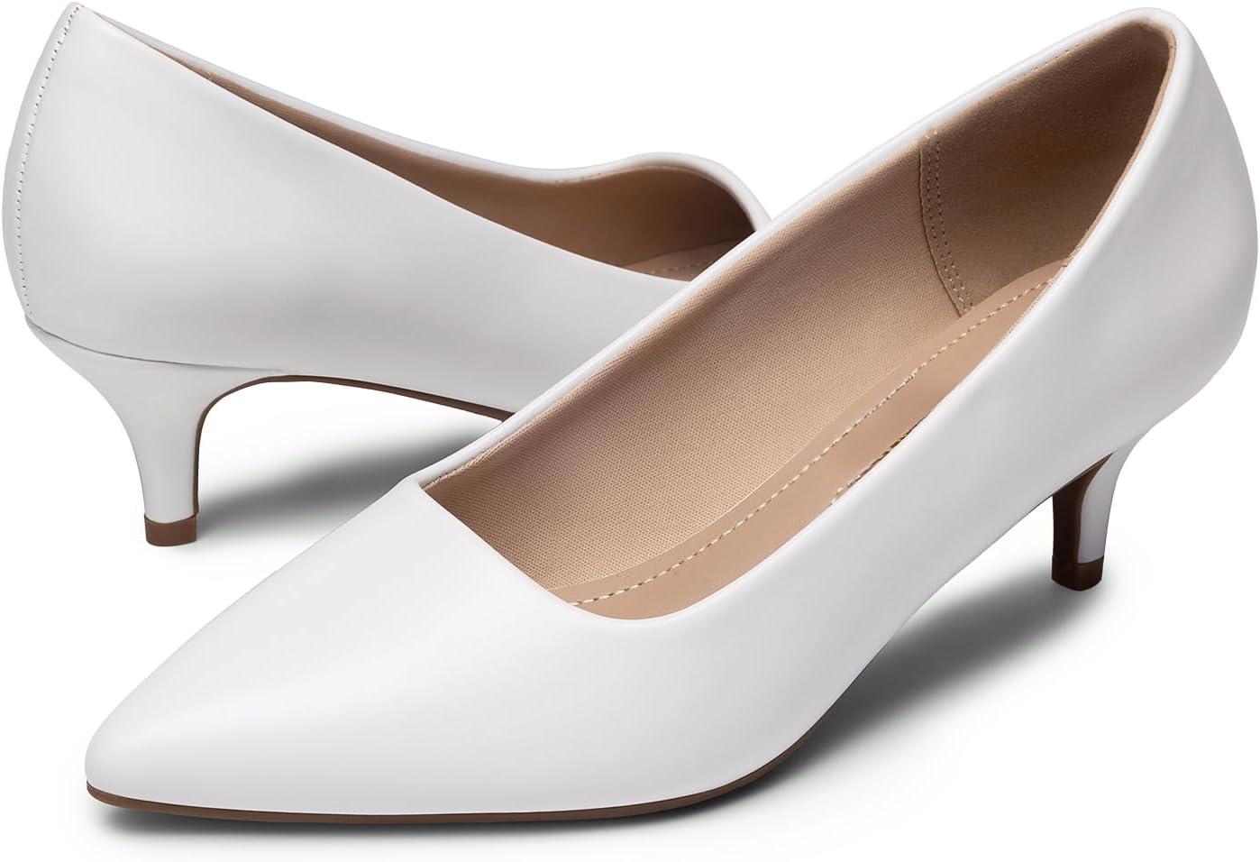 imageDREAM PAIRS Womens Pumps Kitten Heel Pointed Toe Shoes for Women Comfortable Office Work Dress ShoesWhitepu