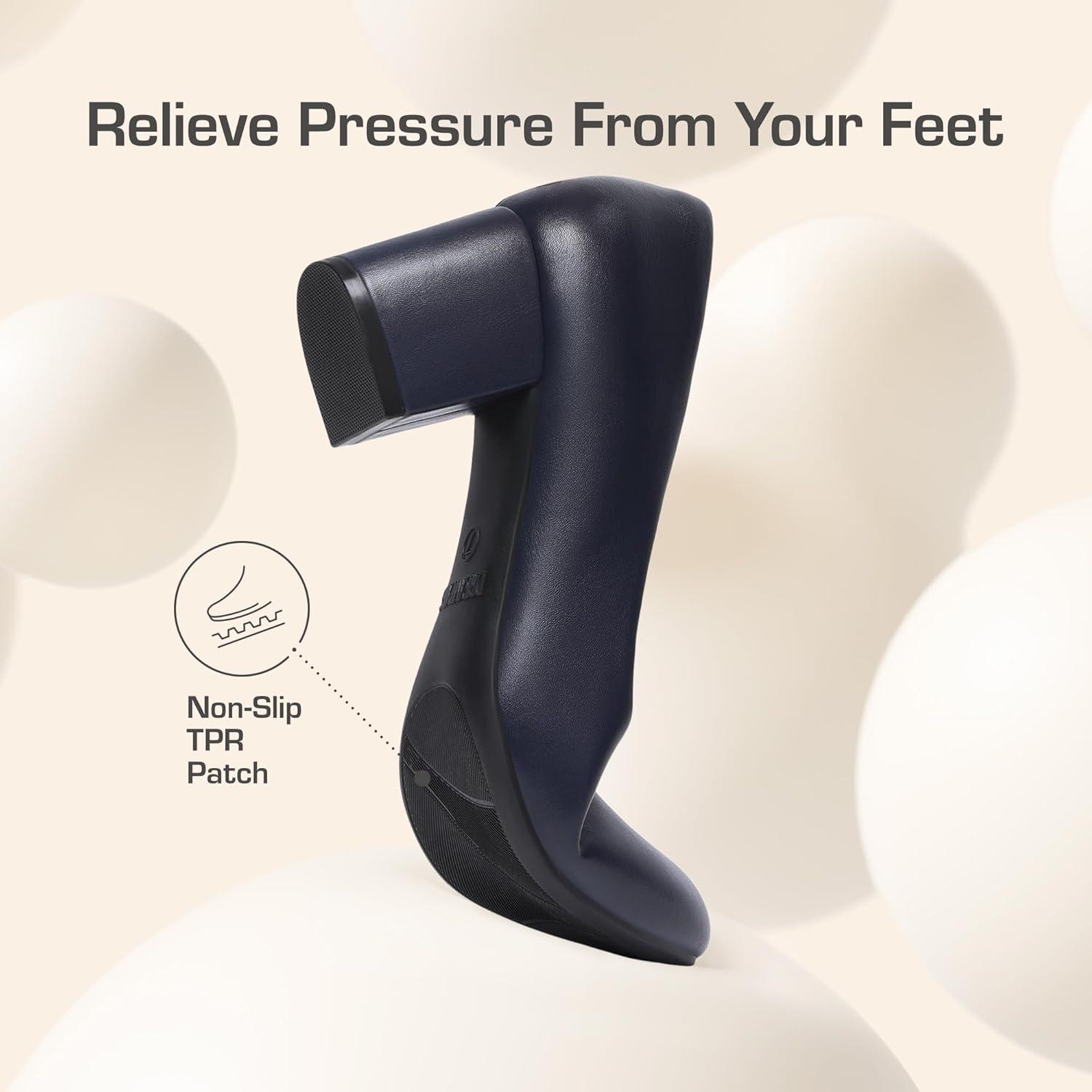 imageDREAM PAIRS Womens Pumps Low Chunky Block Heel Dress Shoes Closed Round Toe Comfortable HeelsNavypu