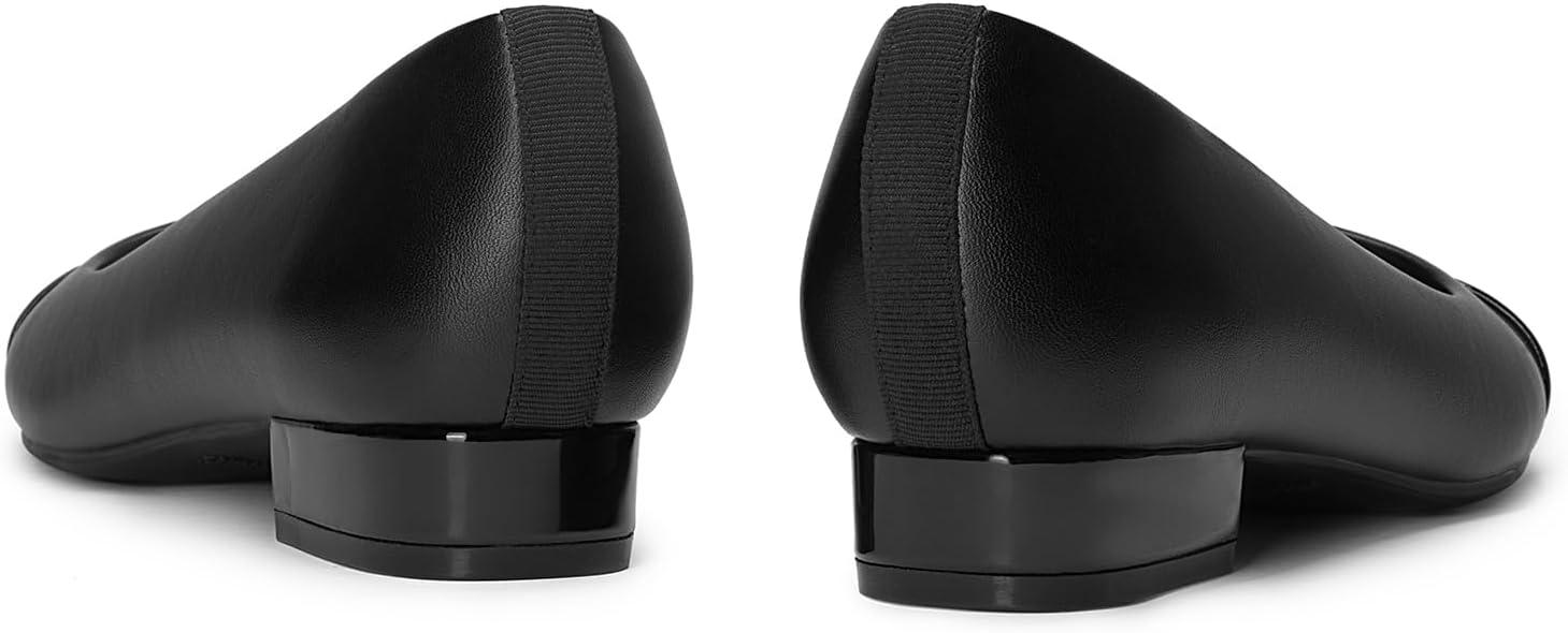 imageDREAM PAIRS Womens Pumps Low Chunky Closed Toe Heels for Women Comfortable Casual SlipOn Dress Shoes for Wedding Work Office PartyBlackpat